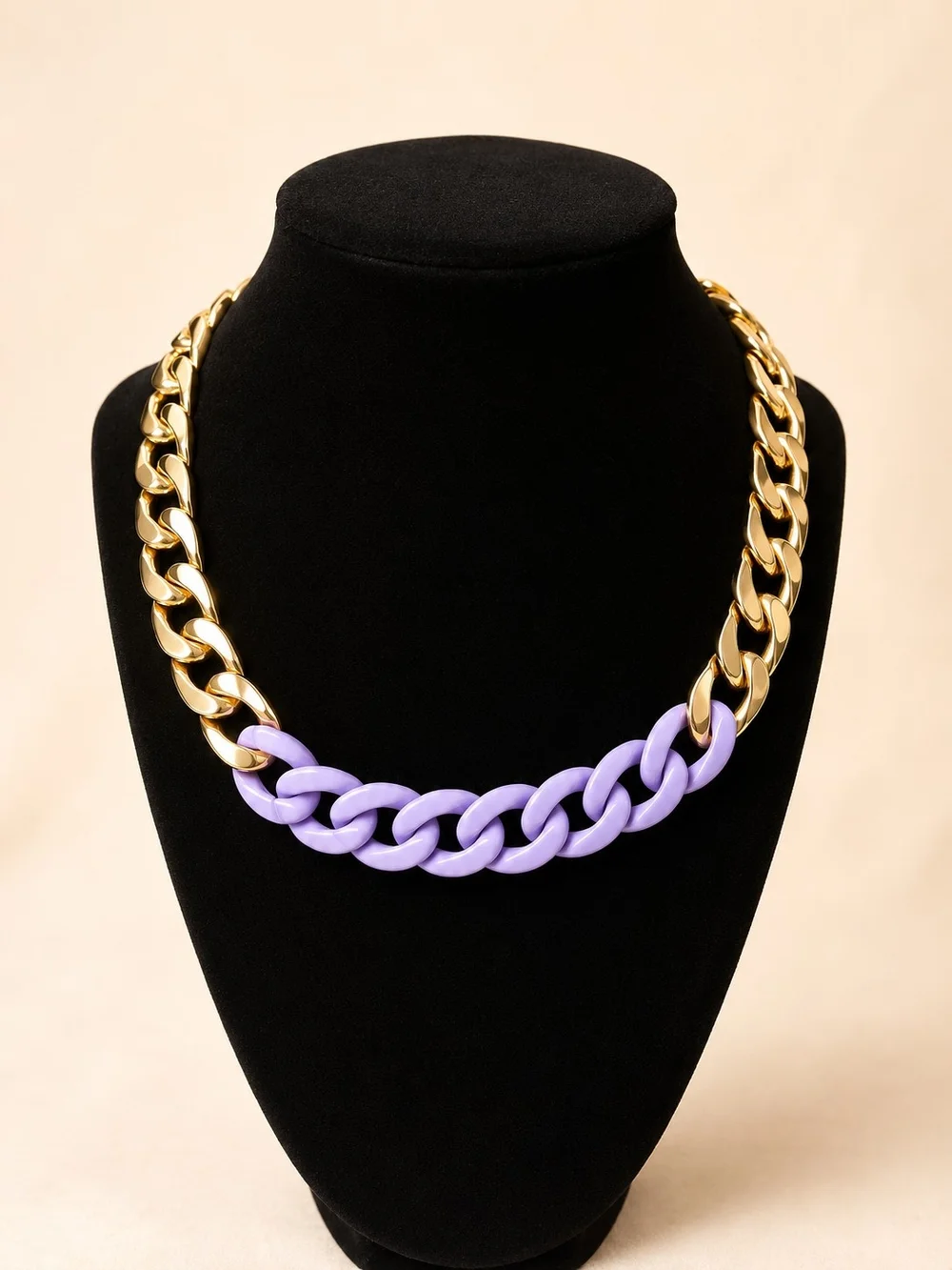 NWOT Lavender Purple & Gold Chunky Chain Statement Necklace